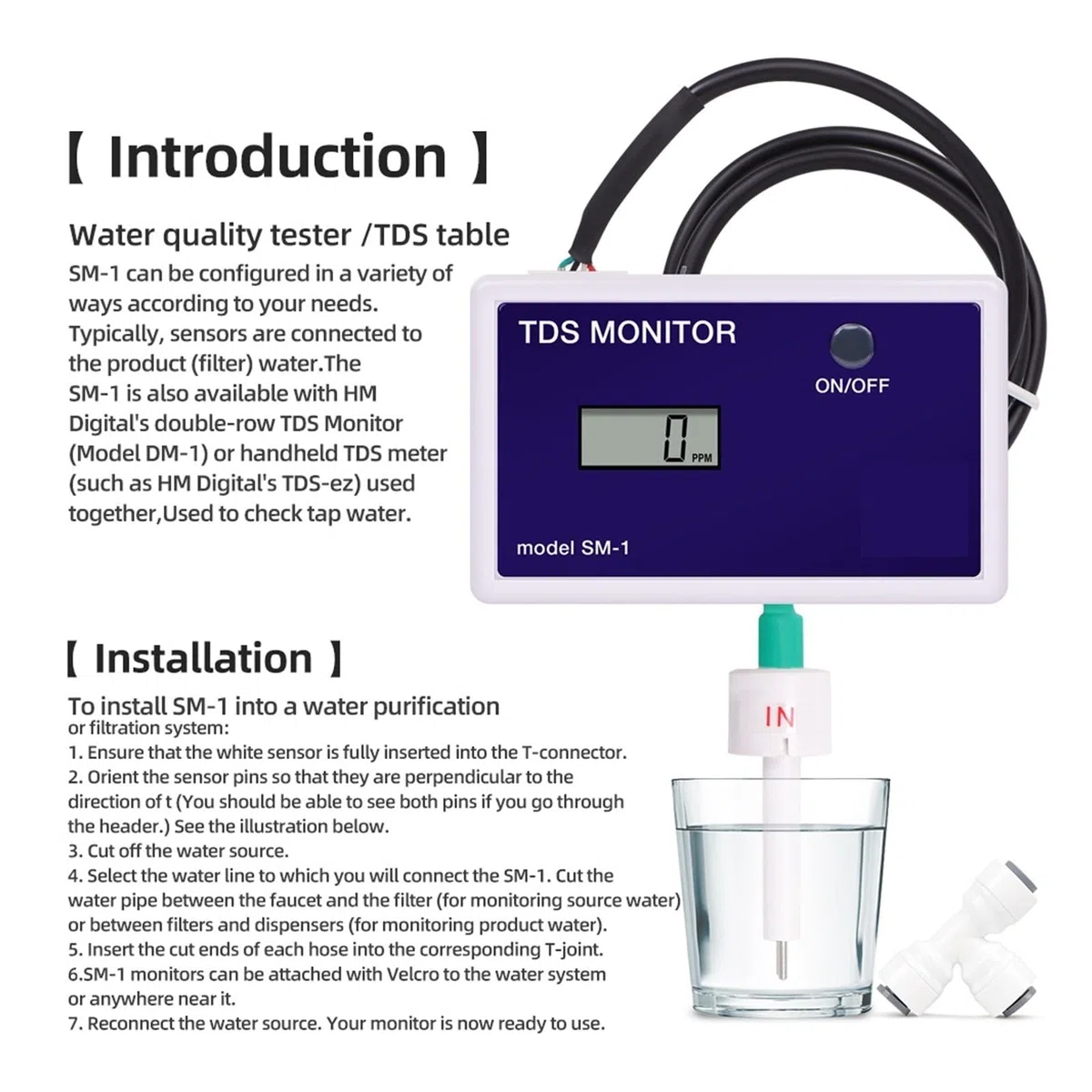 Medidor de TDS Simple y Triple SM1, comprobador de Calidad del Agua en línea, Monitor Digital de oxígeno disuelto y salinidad.