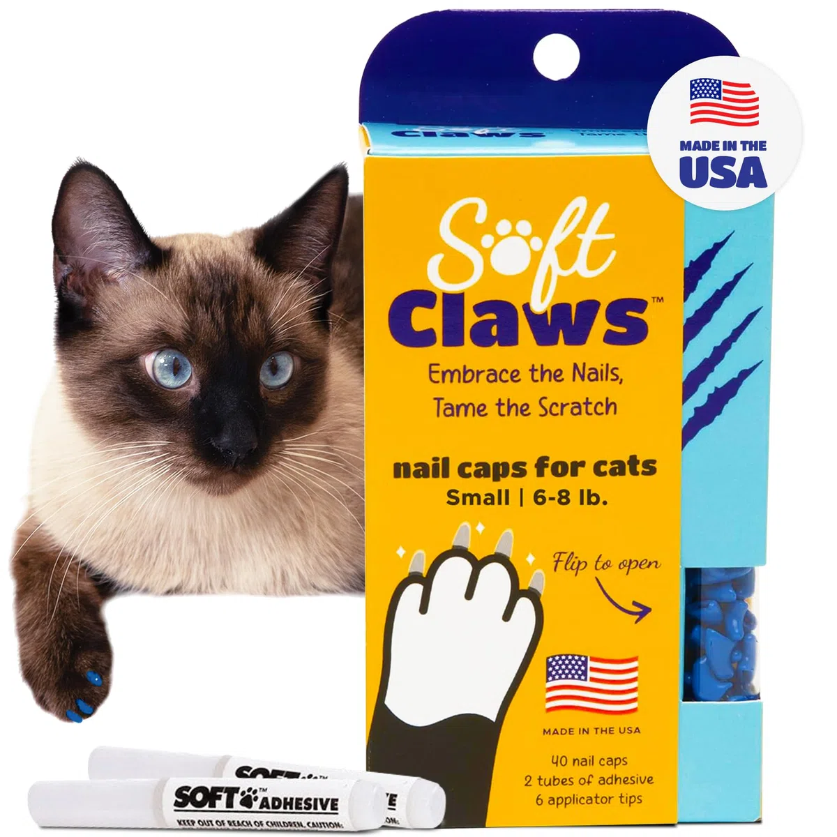 Soft Claws Inc Gatos Suave Garras Gato uñas Caps Take-Home Kit, pequeña, Color Azul