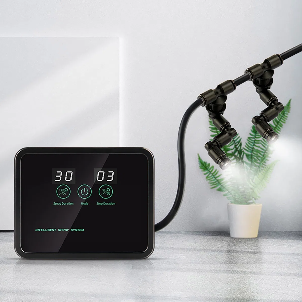 Humidificador de reptiles, sistema de nebulización automático con boquillas ajustables para niebla de terrario y simulación de lluvia en hábitats de reptiles y anfibios