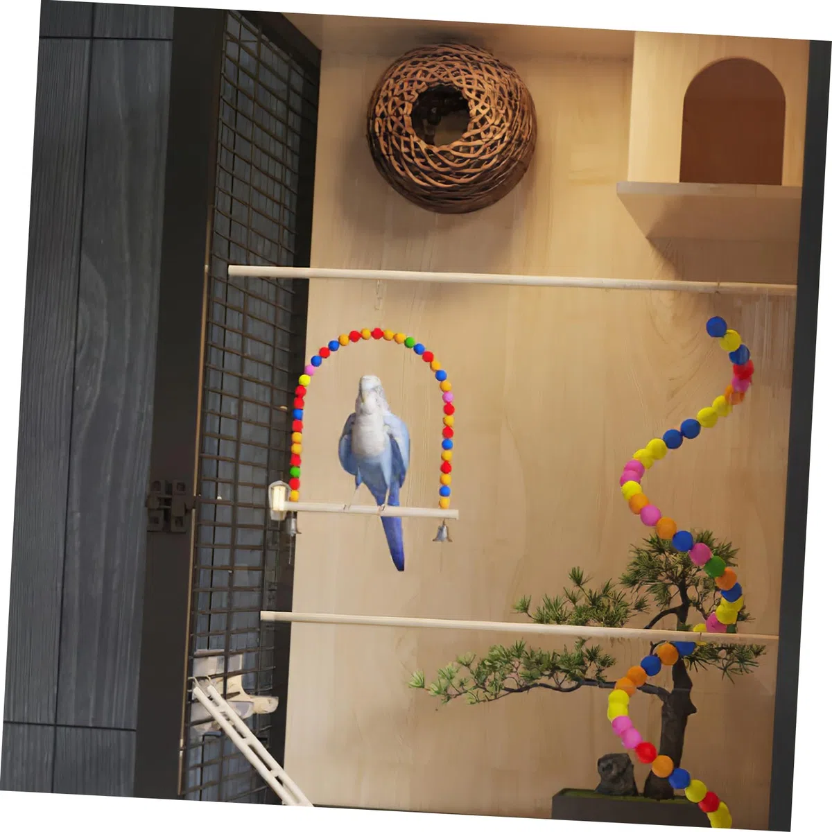 UPKOCH Juguete de Entrenamiento para Loros y Pájaros, Dispensador de Comida Resistente de Metal y Plástico, Adecuado para Entretenimiento y Desarrollo de Inteligencia Color Aleatorio