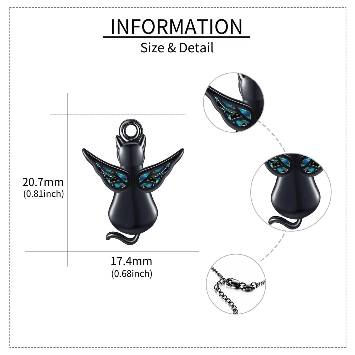 ONEFINITY Collar de urna de gato negro para cenizas, plata de ley, alas de ángel, recuerdo de gato, colgante conmemorativo para mascotas, regalo de joyería para mujeres y hombres