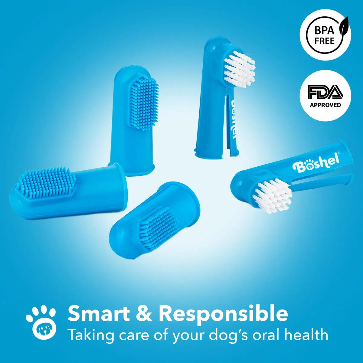 BOSHEL Juego de cepillos de dientes para perros, paquete de 8, incluye 6 cerdas de silicona + 2 cepillos de dientes para perros y gatos con cerdas de nailon, aprobado