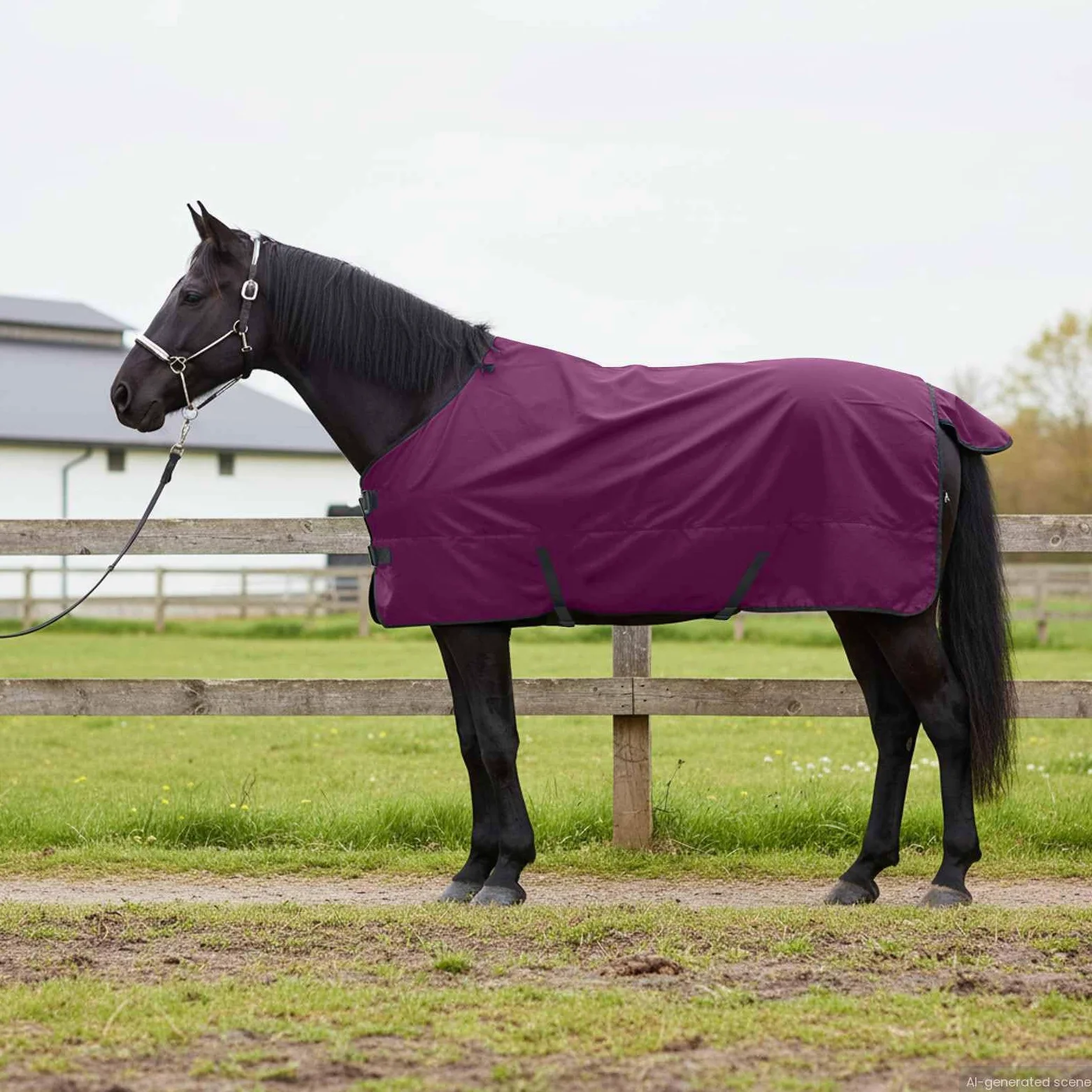 vidaXL Manta para Caballo Morado Completo 155 cm Poliéster