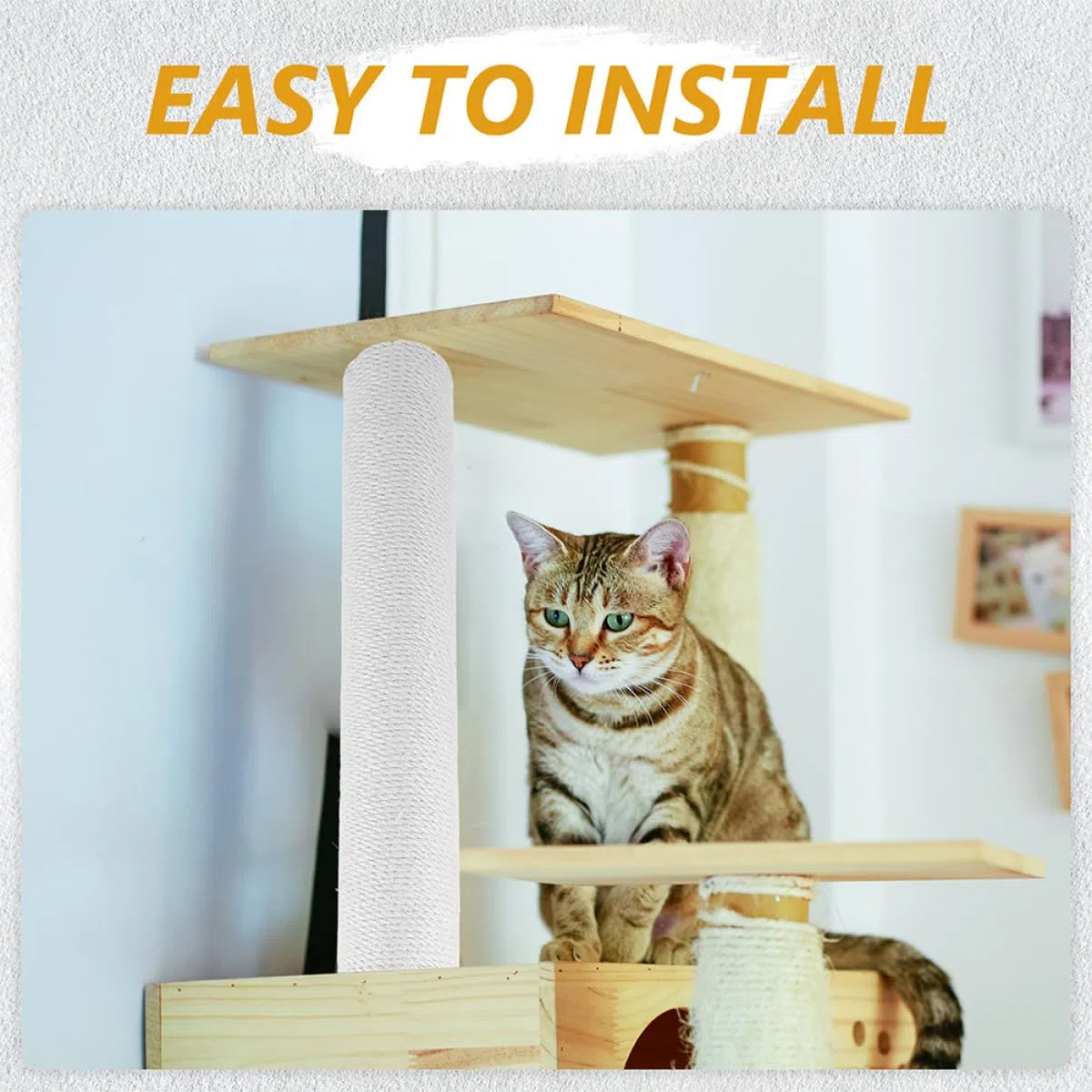 Cabilock Poste Rascador de Suelo para Gatos 2 Piezas, Repuesto de Cuerda de Yute Natural, Accesorio para Rascador Decorativo de Interior, 50 Cm Alto X 8 Cm Diámetro, Adecuado para