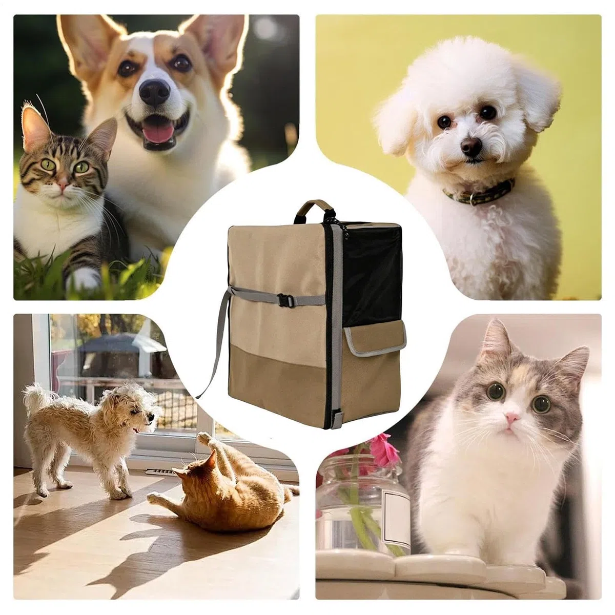 Asiento elevador para mascotas, cama de viaje portátil para coche, transportador de animales transpirable, salón de vehículo extraíble, organizador de seguridad compacto, solución de conducción para