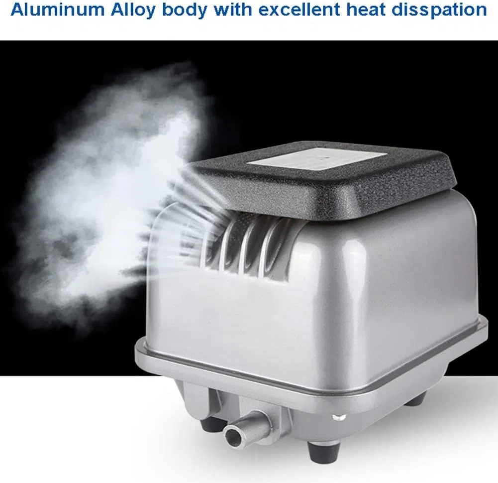Bomba De Aire Eléctrica con Cable, Aleación De Aluminio Hjb120 Zl, Diseño Lubricante Sin Aceite, para Acuario, Peces Tk, Estanque, Tk Séptico, Hidroponía - Hast, Silver, Black, HJB120