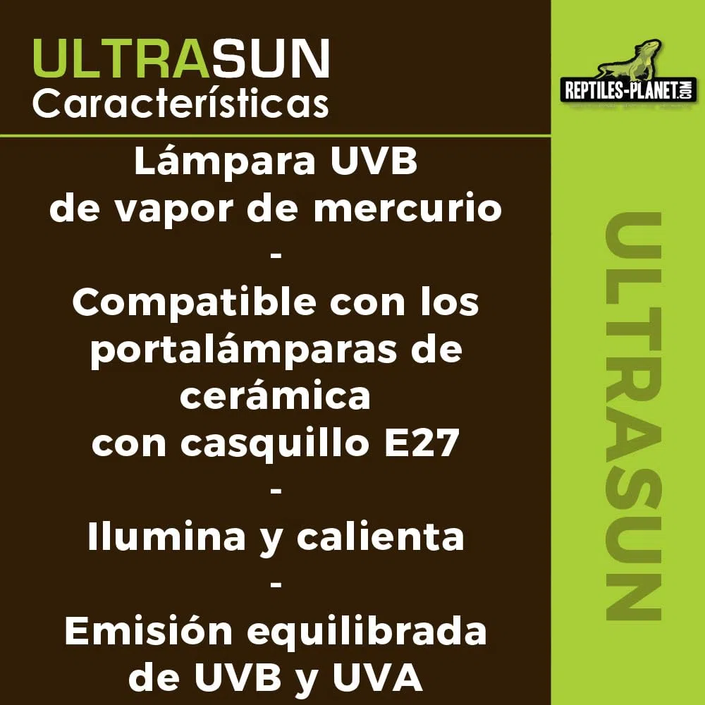 Reptiles-Planet Lámpara De Vapor De Mercurio De Espectro Completo Ultrasun, 80W
