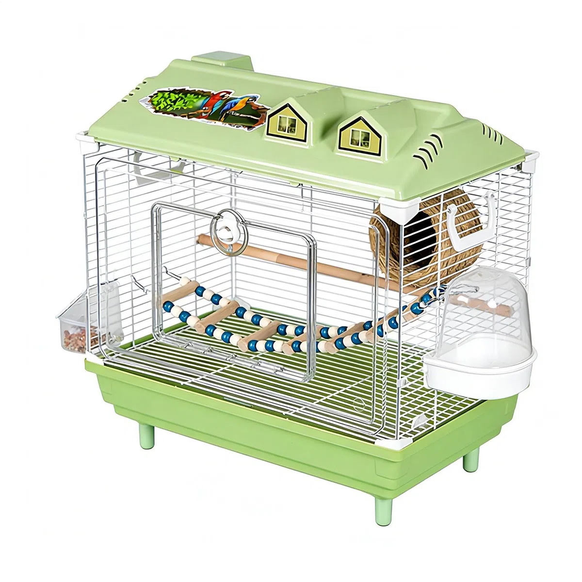 Jaula para Aves y Pájaros Hogar Portátil Transparente para Ninfas | Jaula para Canarios con de Madera Para Guacamayos, Conuros, Cacatúas, Pinzones Y Agapornis De Interior