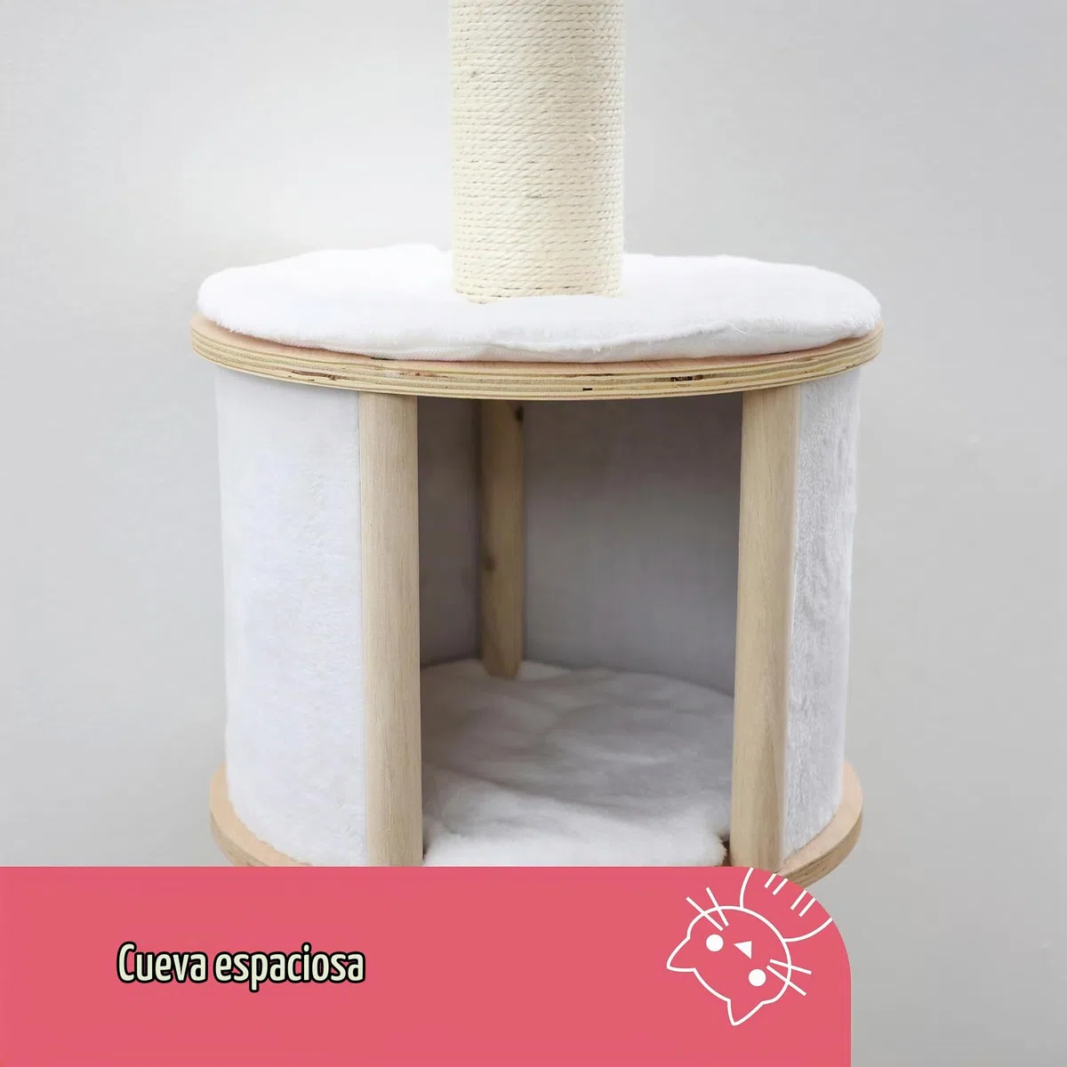 Kerbl Pet Rascador de pared Dolomit, árbol para gatos, blanco, 168cm, madera, felpa, sisal, para gatos, cojín extraíble y acolchado