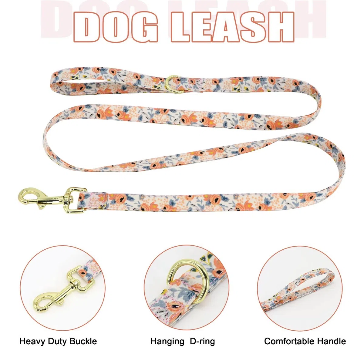 Beirui Bonito juego de collares, arneses y correas para perro, juego de collar y correa ajustable para perro con flor, arnés de malla suave para perros pequeños y medianos (naranja, M)