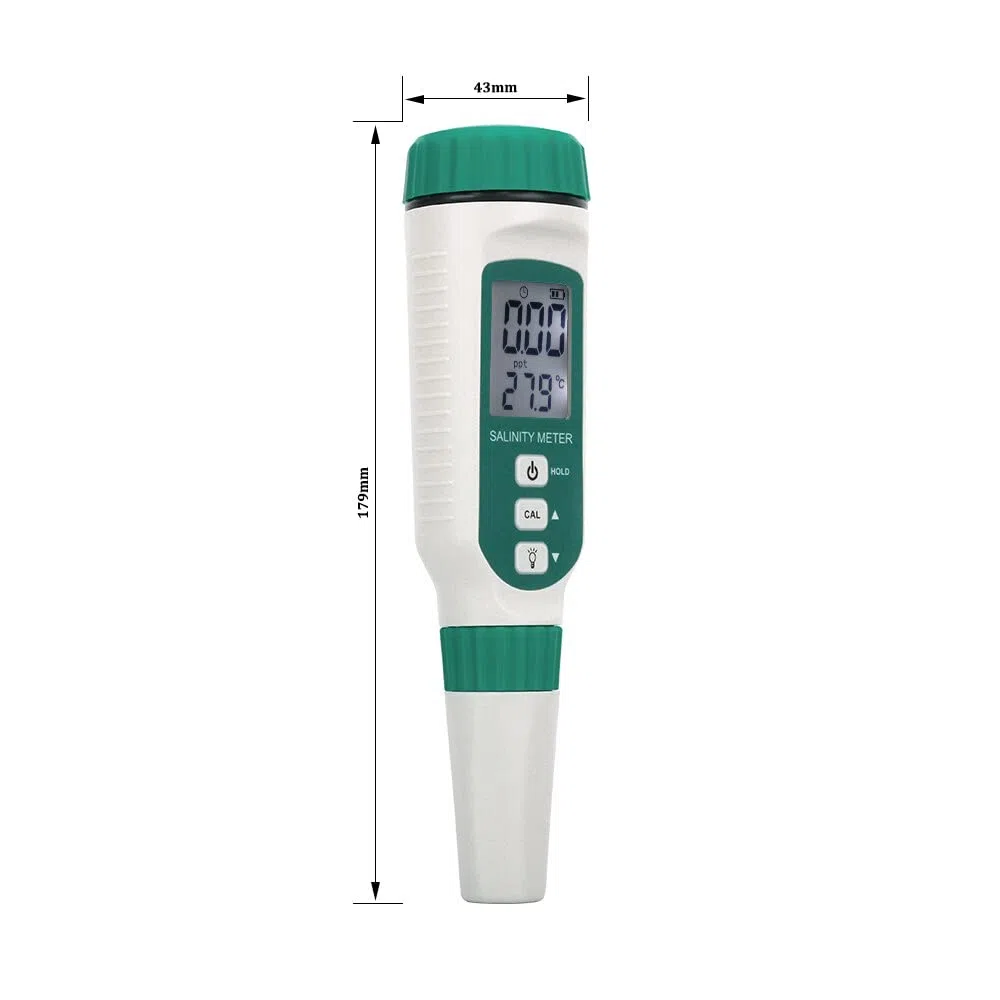 Prueba de calidad del agua Acuario Medidor de agua de mar Medición Salinómetro,Pantalla LCD 3 en 1 Digital Salinity Meter Tester Pen