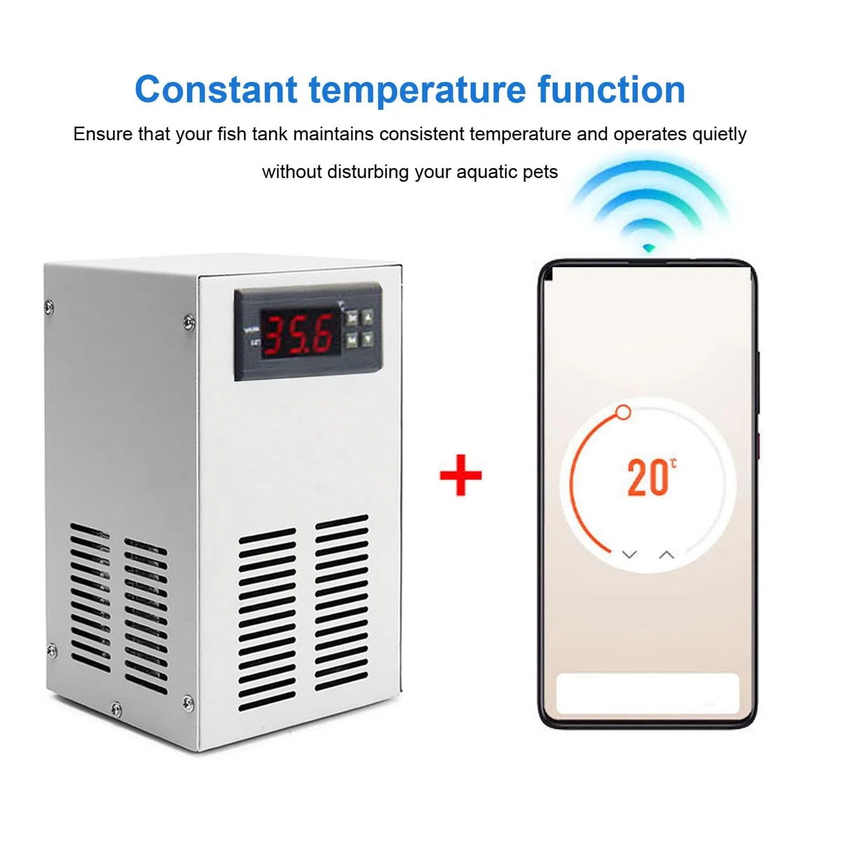 ASHATA Enfriador de Agua Compacto para Enfriamiento de Peceras 70-72W con Estabilidad de Temperatura para un Ambiente óptimo para los Peces (Enchufe de la UE 220V)