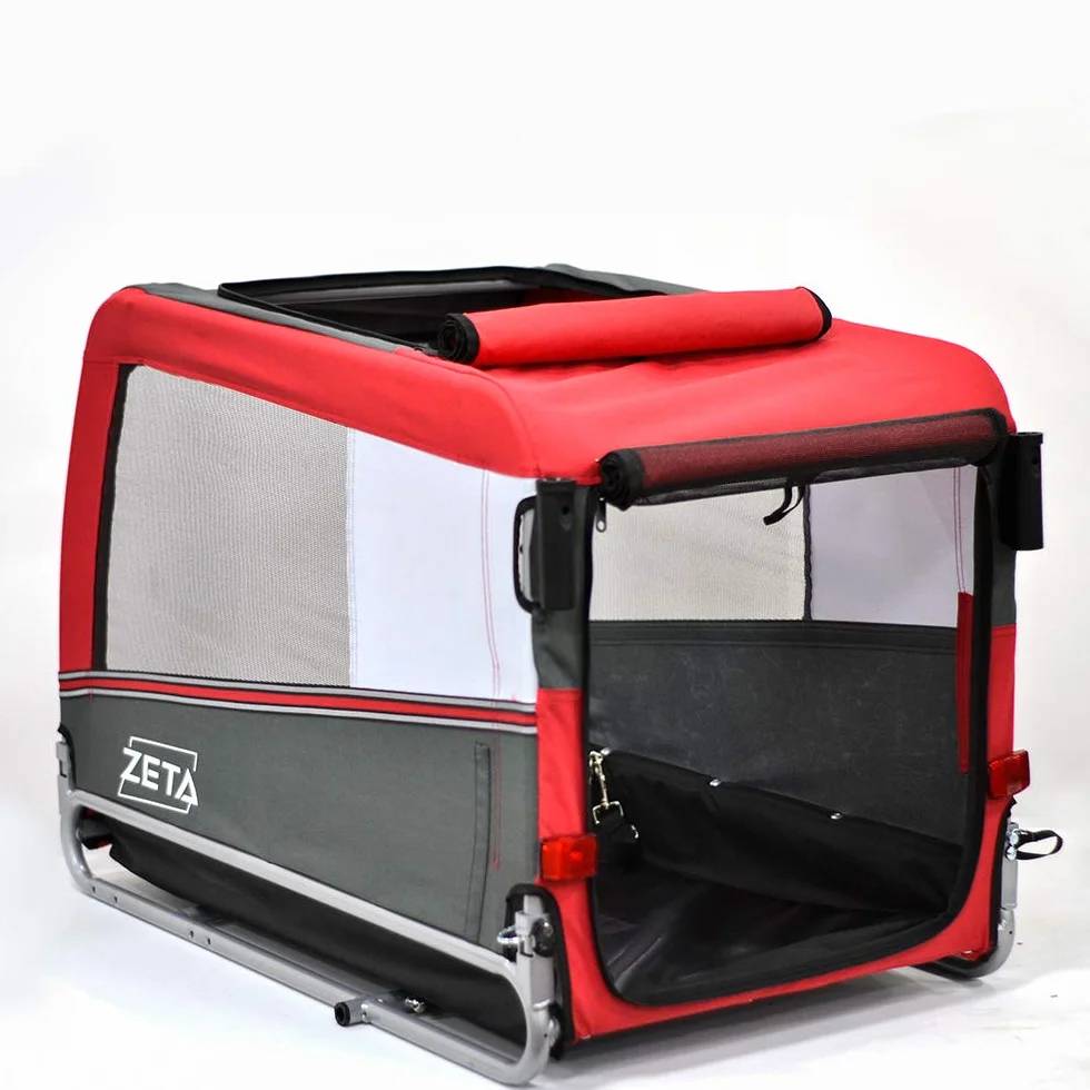 PAPILIOSHOP Zeta - Remolque para bicicleta, cochecito de transporte para perros y animales (rojo, L)