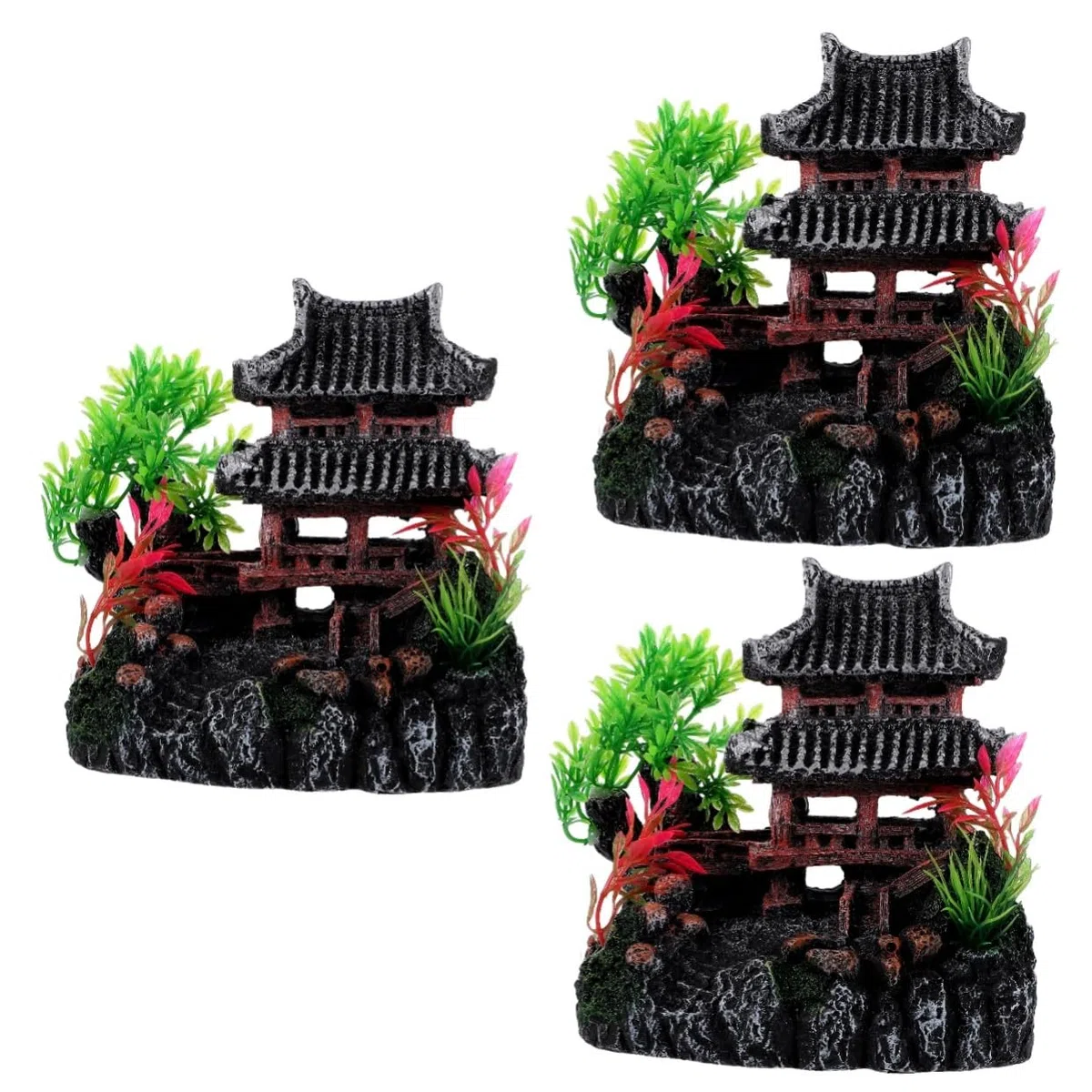 GANAZONO 3piezas Casa De Resina para Peceras Adorno Acuario Decorativo Refugio Natural para Peces Accesorio De Paisajismo Acuático para Decoración De Hogar y Oficina