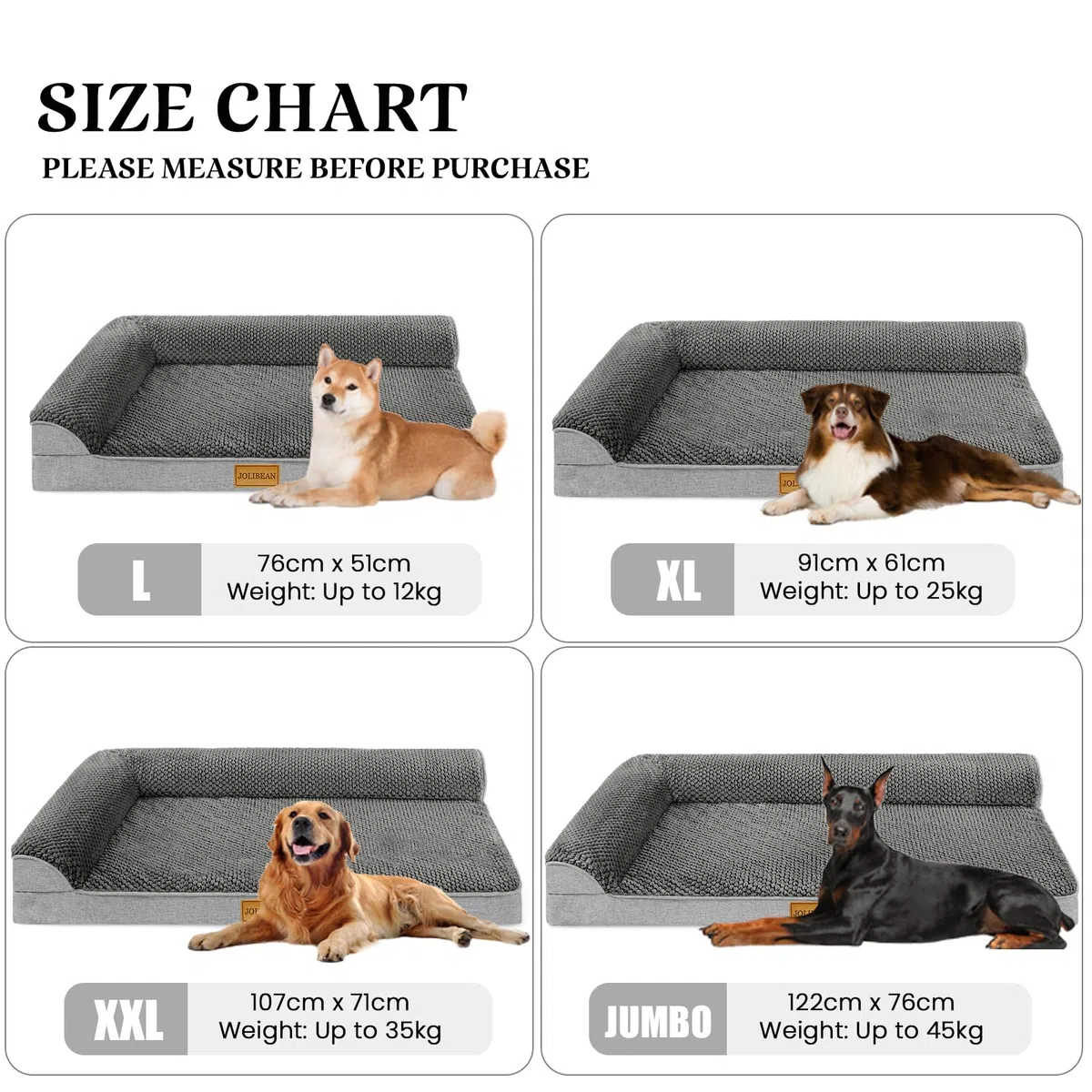 Cama Perro Jacquard Extra Grande Ortopédica, Colchoneta Perro con Espuma De Caja De Huevos de L, Sofá Perro con Impermeable Lavable Desenfundable, 122x76cm, Gris