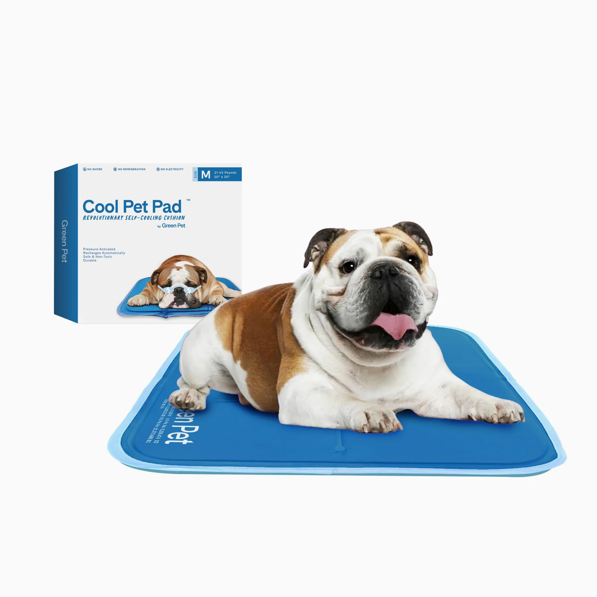 THEGREENPETSHOP Cool Pet Pad Alfombrilla autorefrescante, Mediana, activada por presión para Perros y Gatos de 53-114 cm, Gel no tóxico, no Necesita Agua, Azul