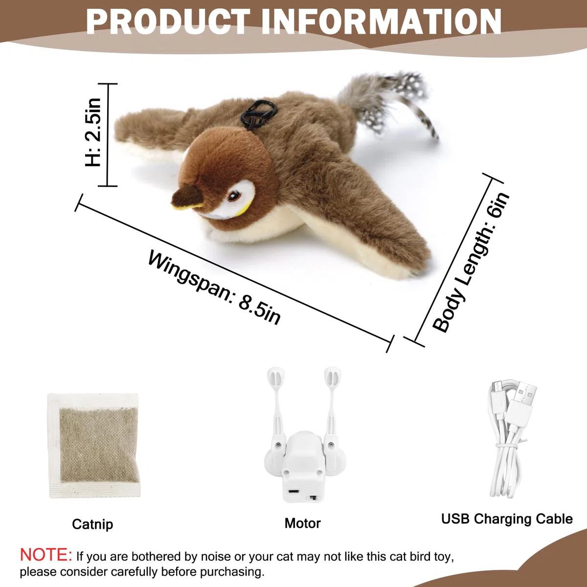 Tocirelo Juguetes para gatos de interior – Juguete interactivo para gatos con hierba gatera, juguetes de pájaros simulados recargables para gatos, gorrión (sin volar)