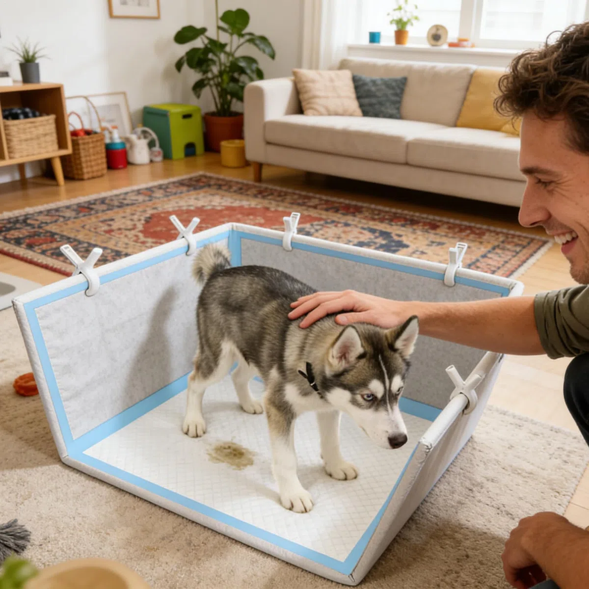 Bandeja Sanitaria para Perros Interior Impermeable con Paredes Altas para | Estación para Hacer Pis en Interiores Para Apartamento Balcón Sala De Estar Pequeño Mediano
