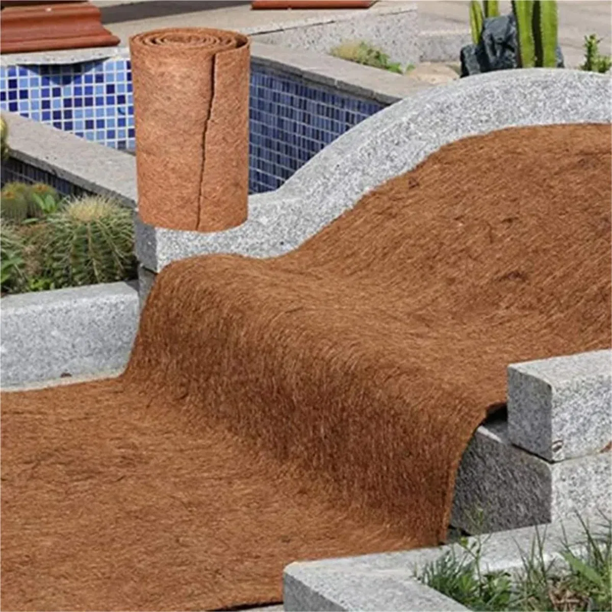 Rollo de Fibra Vegetal, Alfombra for Reptiles, Ropa Cama, Aislamiento, Cesta for Maceta, Forro Coco(200cmx50cm)