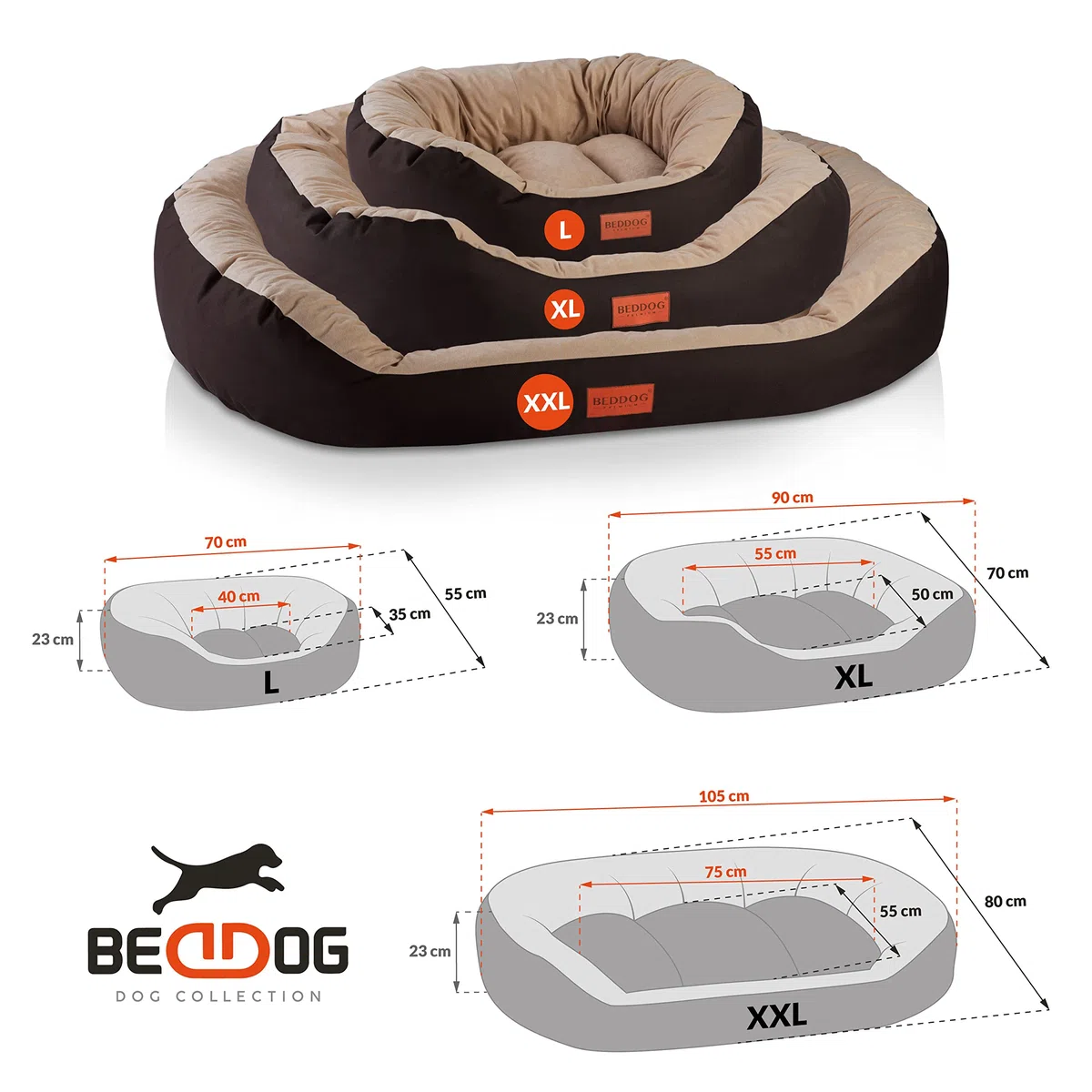 BedDog Cama Perro XL - Cama para Perros - Camas Perros Mediano - Colchoneta Perro - Colchon Perro Grande en Tejido Alicante