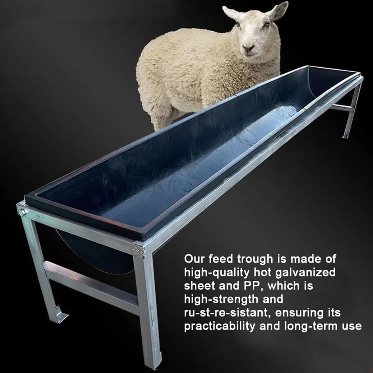 Comedero Y Bebedero 2 En 1 Con Soporte Metálico | Bandeja Para Comida Y Agua Fácil De Limpiar Para Cabras, Ovejas, Vacas Y Caballos De Granja(White,39.4x11.8x7in)