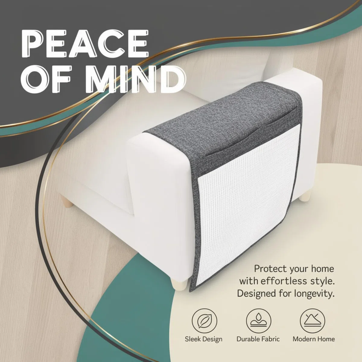 Almohadilla para rascar sofá y gatos, rascador de esquina de sisal natural de 51 pulgadas para el lado del sofá, protección de muebles contra gatos, almohadilla lateral grande con borde de tela, gris