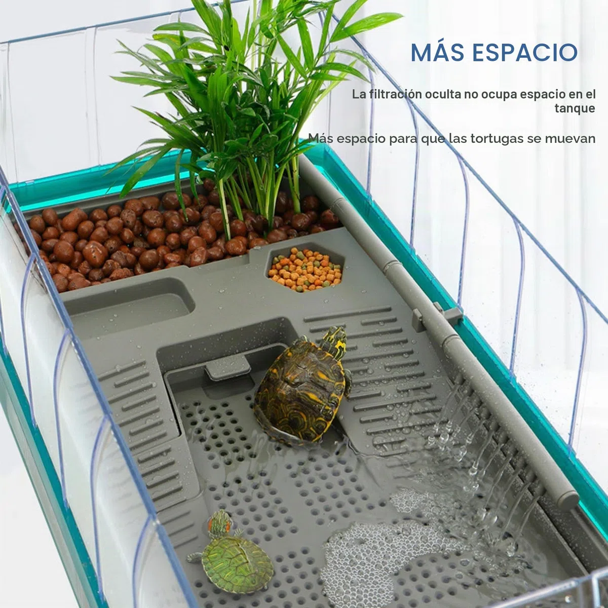 Terrario Tortugas de Tierra | Terrario Reptiles y Anfibios | Acuario Tortuga Set Completo con Filtro de Agua para Ducha | Tanque para Hibernación de Tortugas | Fácil de Cambiar y Limpiar(Green Without