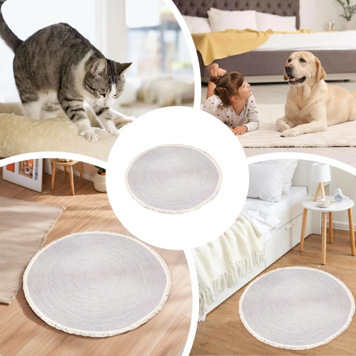Alfombra rascador para Gatos - Alfombra de Cuerda de algodón | Alfombra Horizontal Lavable con | para salón, Dormitorio, hogar, Sala de Juegos, apartamento o Dormitorio