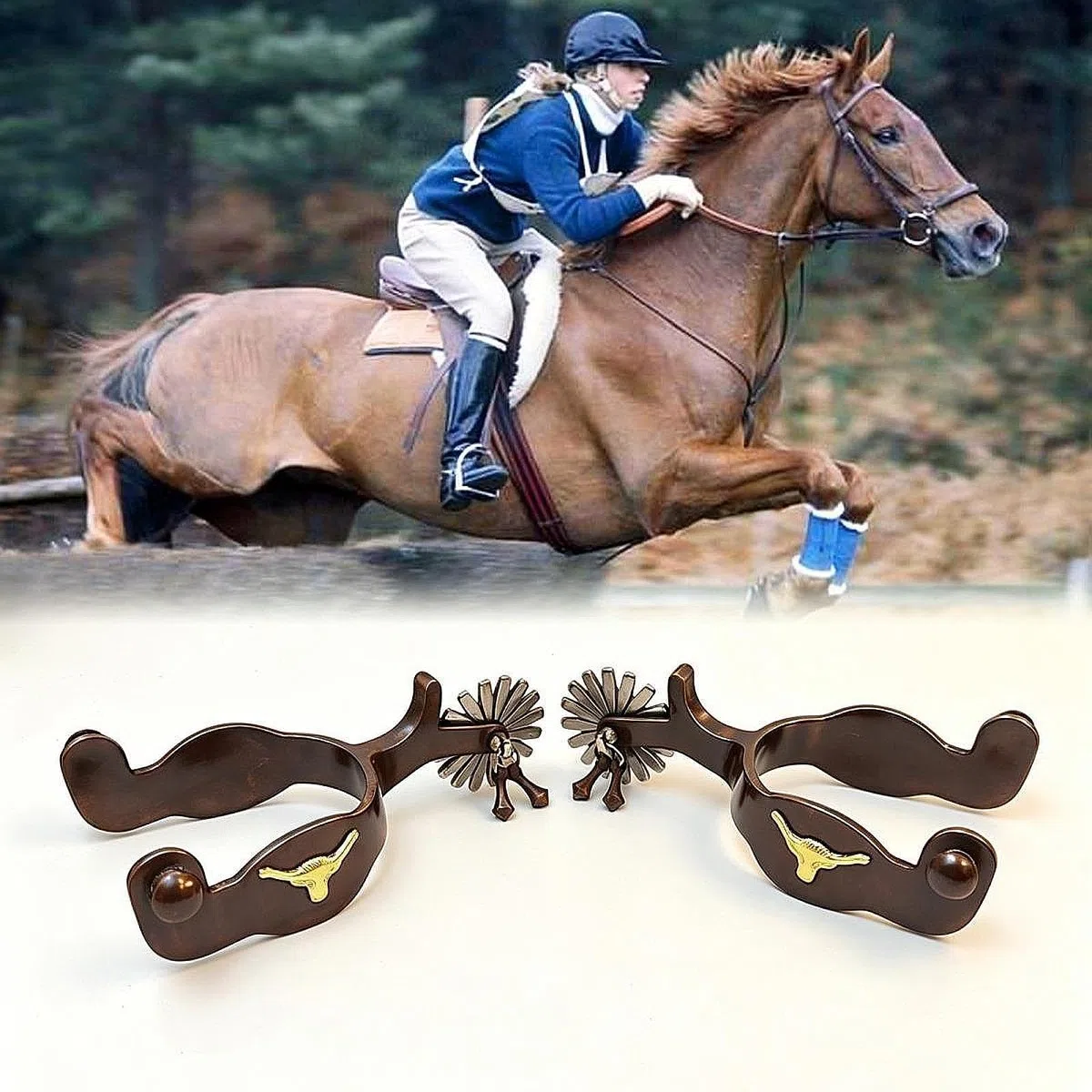 Amagogo Espuelas Caballo Occidentales, espuelas Vaquero Occidentales, Entrenamiento para Adultos, Accesorios equitación, Lisas, para Hombres y