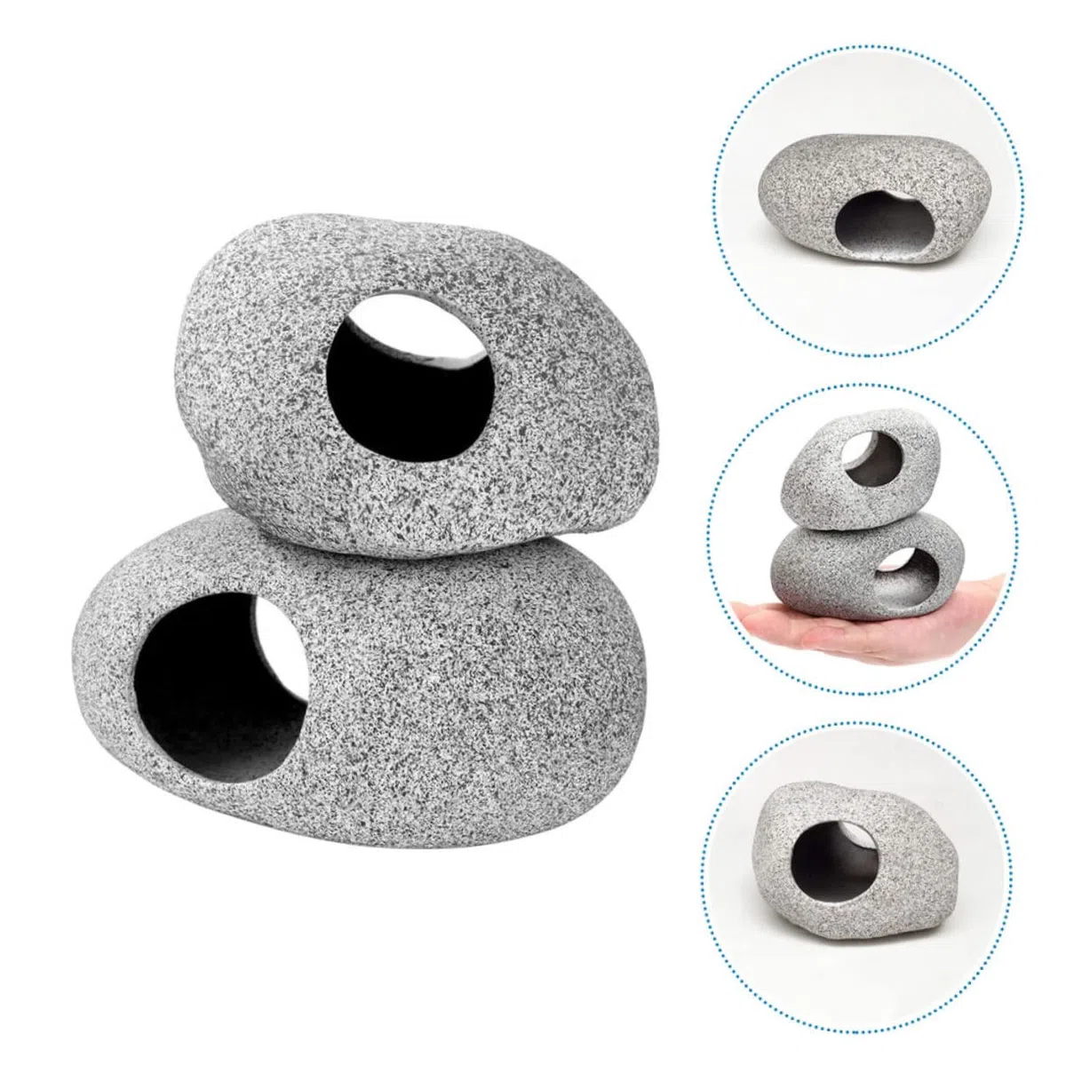 COLLBATH 3 Juegos Adorno De Roca De Tarro Cueva De Peces para Acuario Piscina Aire Adornos Acuario Adorno De Acuario Juguete De Cueva De Peces Casa De Roca para Esconder Peces 2 Piezas * 3