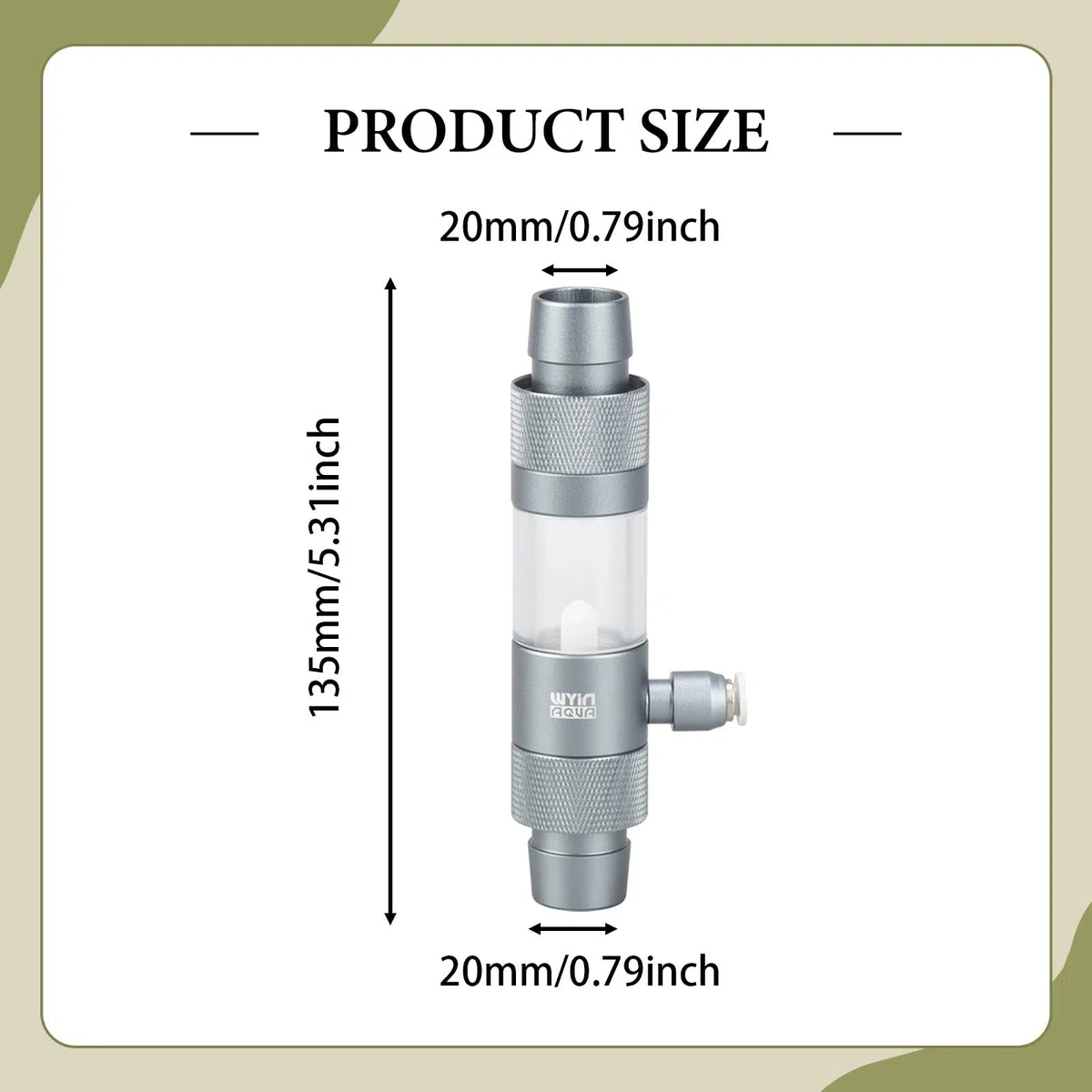 Difusor de CO2 para Acuario de Burbujas de Aluminio Y Acrílico con Ventana Transparente Diseño Compacto Y Conexión Rápida Adecuado, Wy500120