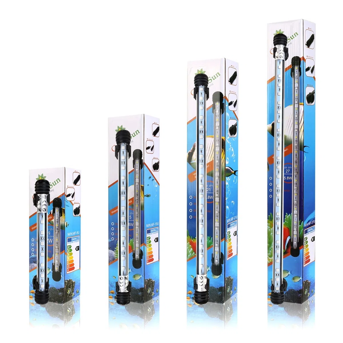 Acuario Luz Pecera Iluminación LED Impermeable Sumergible Barra Tubo Clip Lámpara Acuarios Decoración Accesorios Azul Blanco (Color : White 48cm)