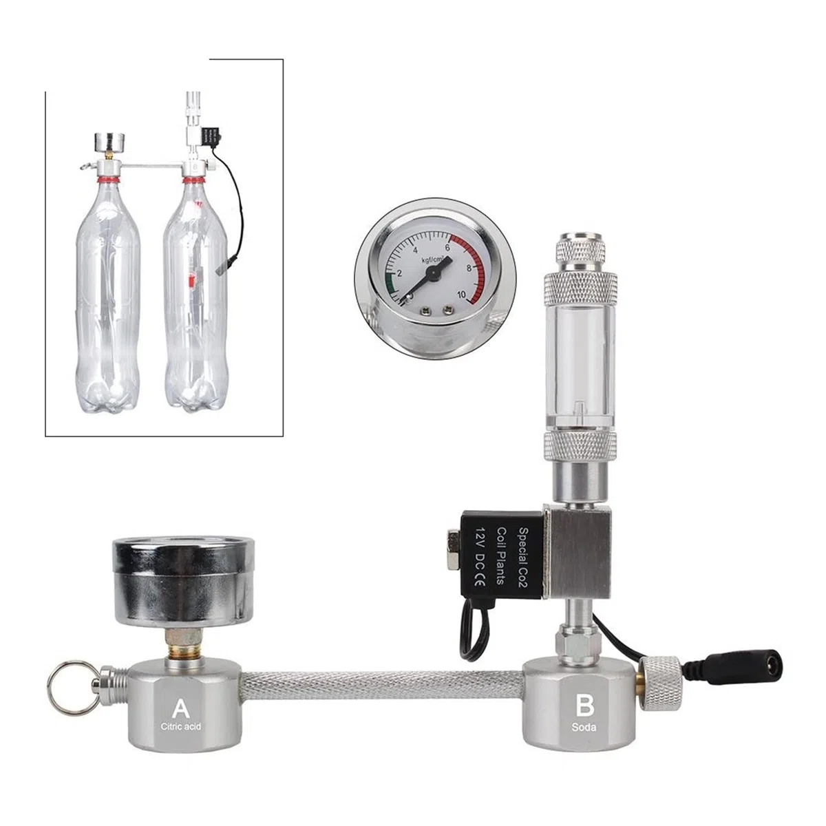 Equipos de soldadura de gas Acuario CO2 Kit de sistema generador Bricolaje Accesorios de acuarios for el difusor de contador de burbujas con válvula solenoide for el crecimiento de las plantas acuátic