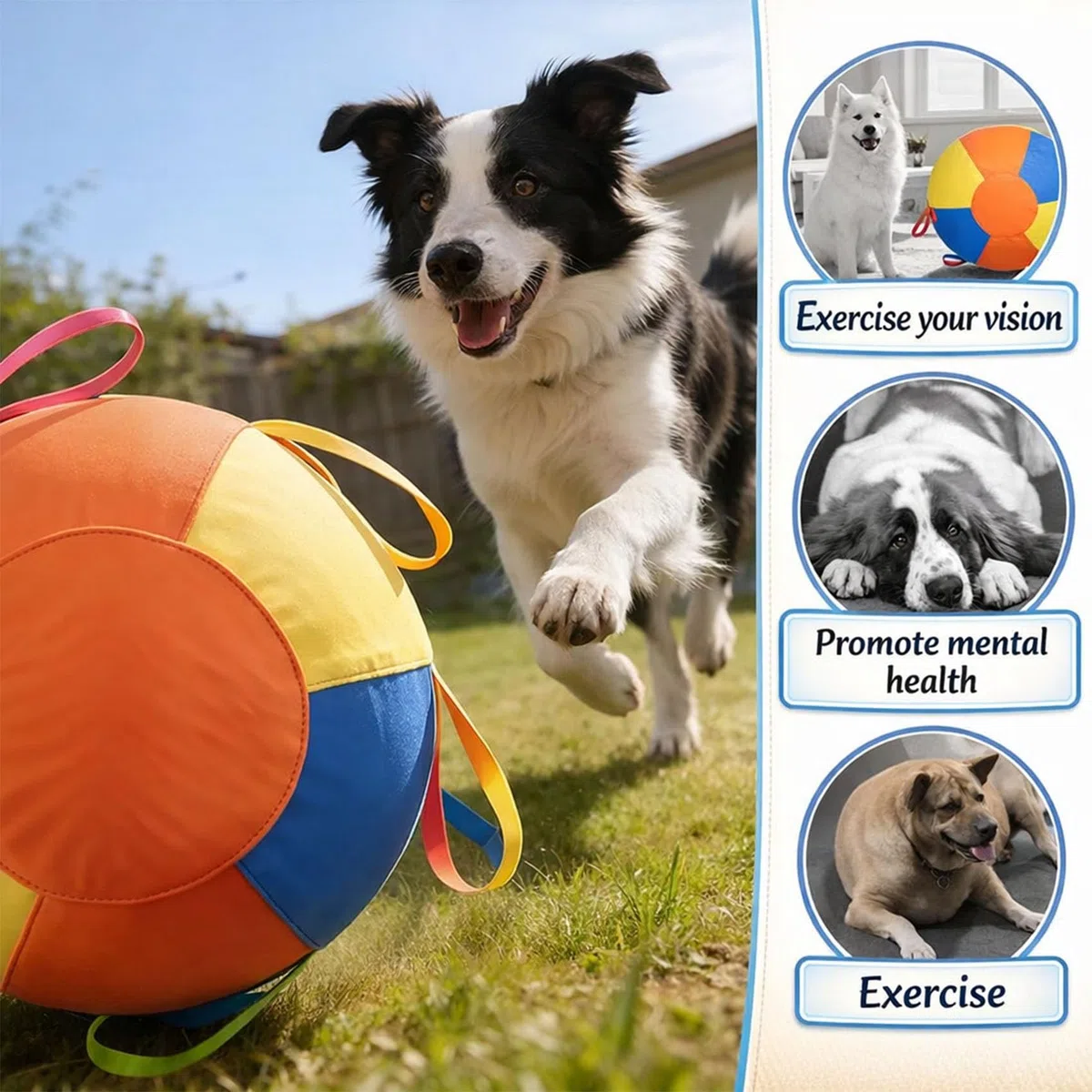 Herding Balls for Dogs, Calming Jumbo Ball for Dogs, 10 18 22 Inch Giant Inflatable Dog Ball with Reinforced Handles Cover & Pump, Durable Tear Resistant Toy for Training Exercise Play (45 cm/17.72in)