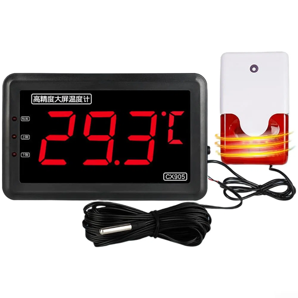 Termómetro digital impermeable con pantalla grande y alertas visuales audibles para medición de alta temperatura en acuicultura e industria rojo (A)