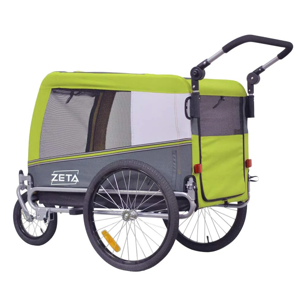 PAPILIOSHOP Zeta - Remolque para bicicleta, cochecito de transporte para perros y animales (verde, L)