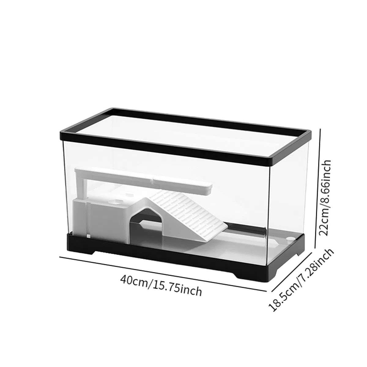 Tortuguera Acuario Hábitat Reptiles Terrario Anfibios Caja con Áreas Multifuncionales Filtro Lluvia Material PC Indicada para, Negro, Individual