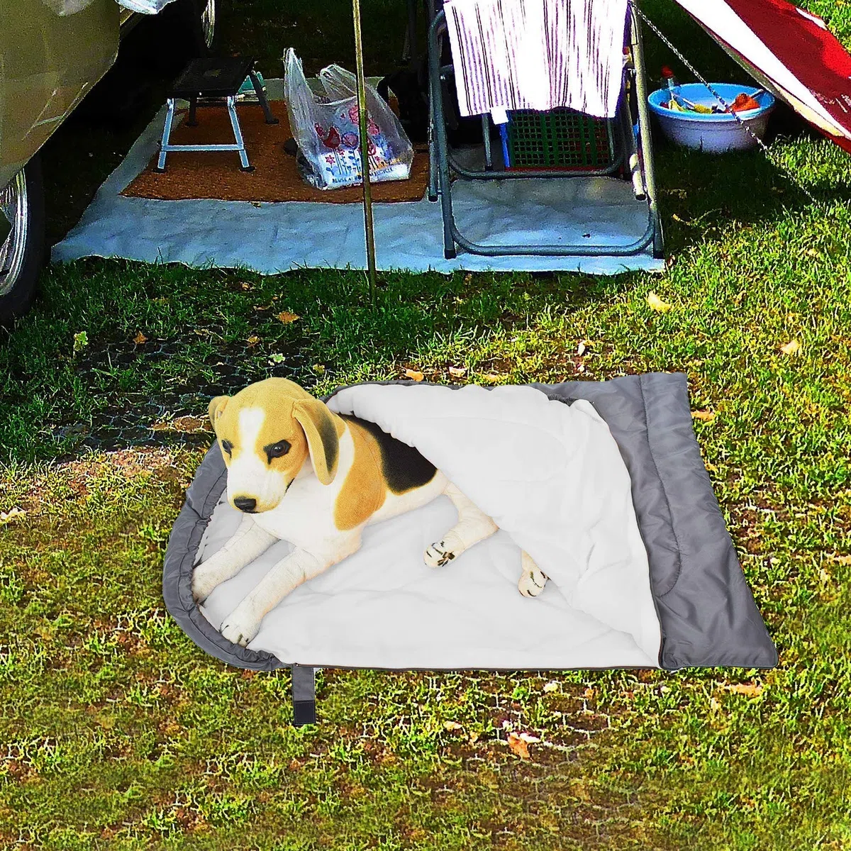 Saco de dormir para perro, impermeable, cálido, plegable, con bolsa de almacenamiento para interiores y exteriores, viajes, camping, senderismo, mochila (43 pulgadas de largo x 27 pulgadas)