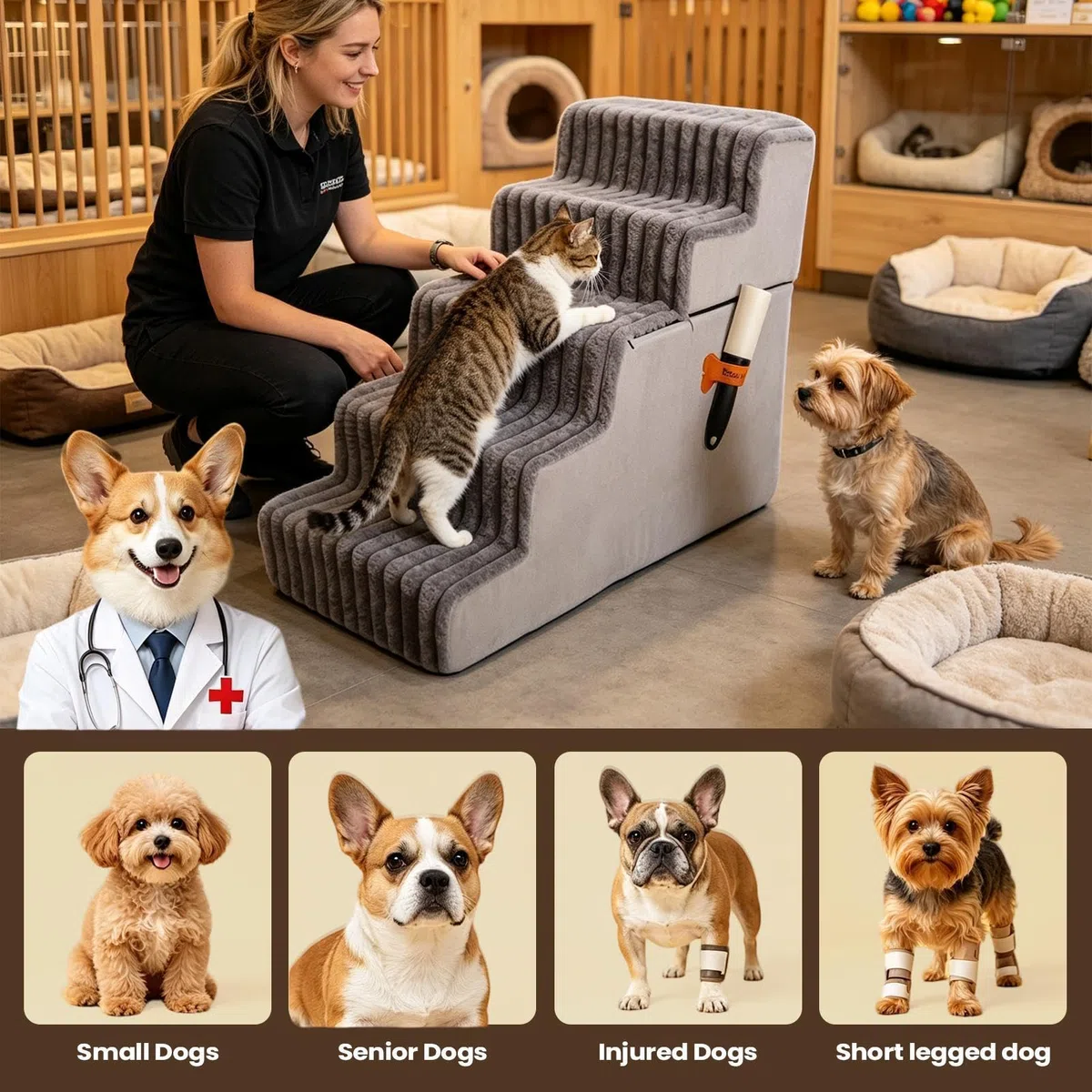Escalón Canino Escalera Accesorio Lavable y Desmontable de Mascotas | Escaleras Felinas Equilibradas Para Cachorros Gatos Sofás Sillones Apartamentos Balcones