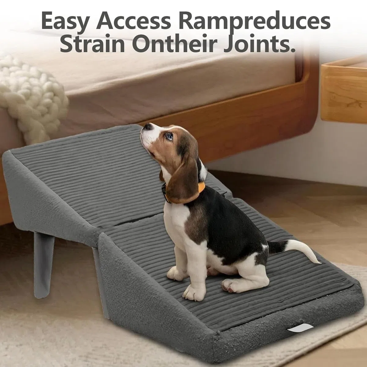 Rampa Otomana Dividida para Perros, Rampa Y Otomana Todo En Uno, Escalera Multifuncional para Perros, Rampa Y Otomana Plegable, Rampas para Camas De Perros Grandes Y Pequeños(Khaki)