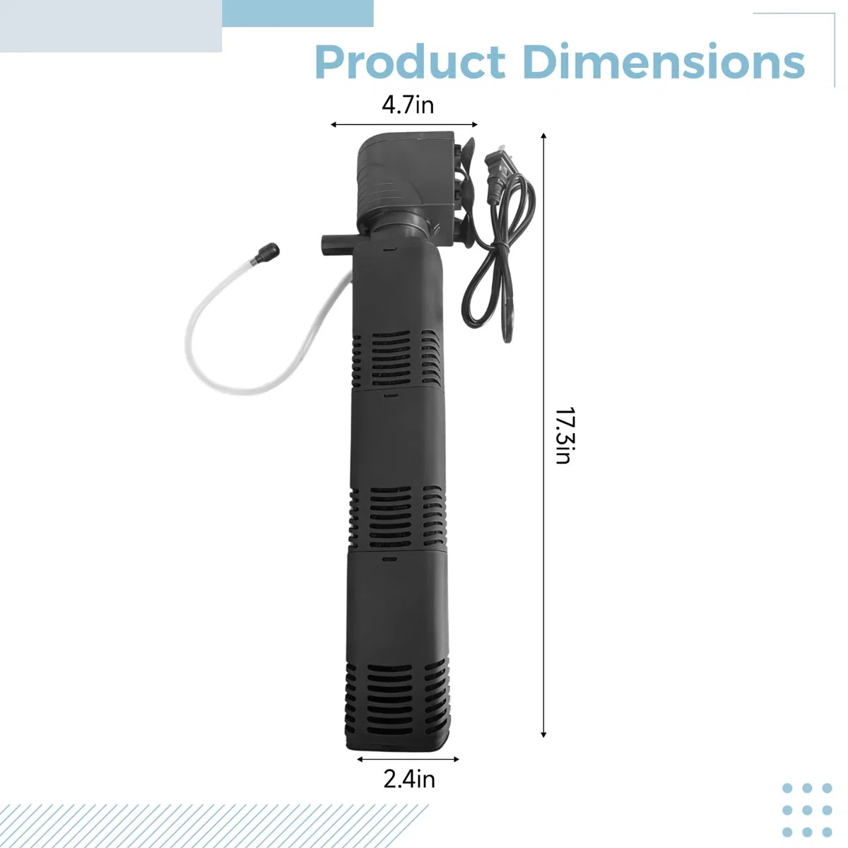 Filtro interior de acuario, bomba de filtro para peceras pequeñas, sistema de ventilación silencioso, compacto y fácil de montar, 3 en 1 con purificación de agua, oxigenación y ondulación suave