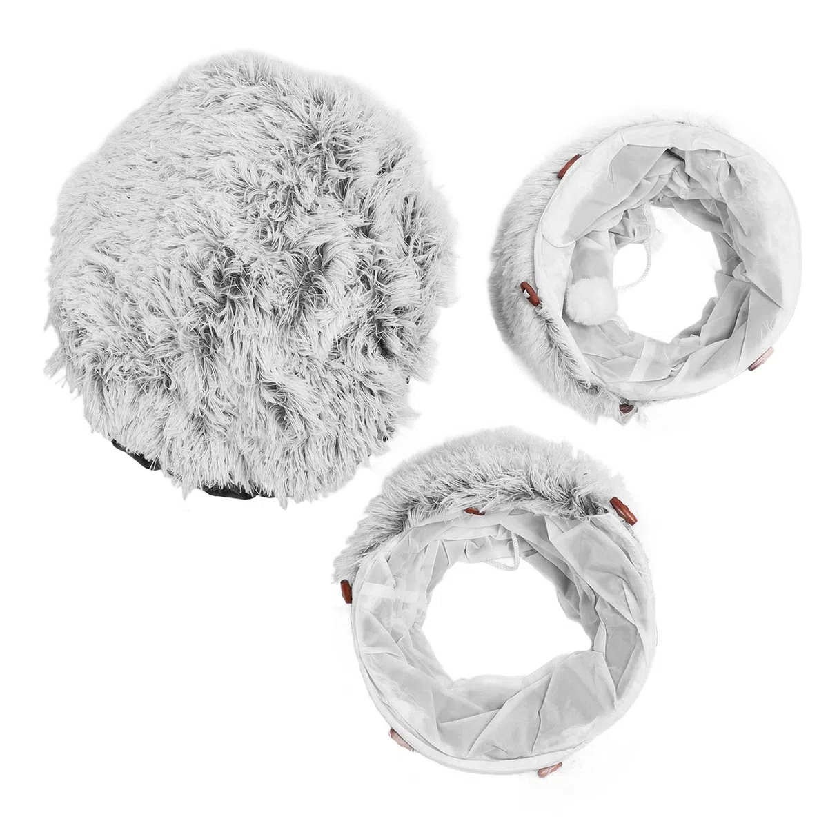 Cama túnel para Gatos, Cama Tubo de Felpa Suave con diseño Plegable, Cueva-túnel cálida y acogedora para Gatos y Gatitos de Interior, Juguete Tubo Multifuncional para Mascotas con