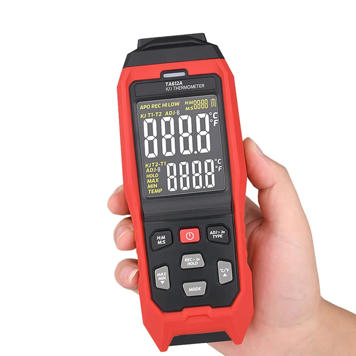 Termómetro, medidor de temperatura de termopar tipo K/J de un solo canal con carga de datos USB, alarma alta-baja, 9999 juegos de almacenamiento para pruebas industriales