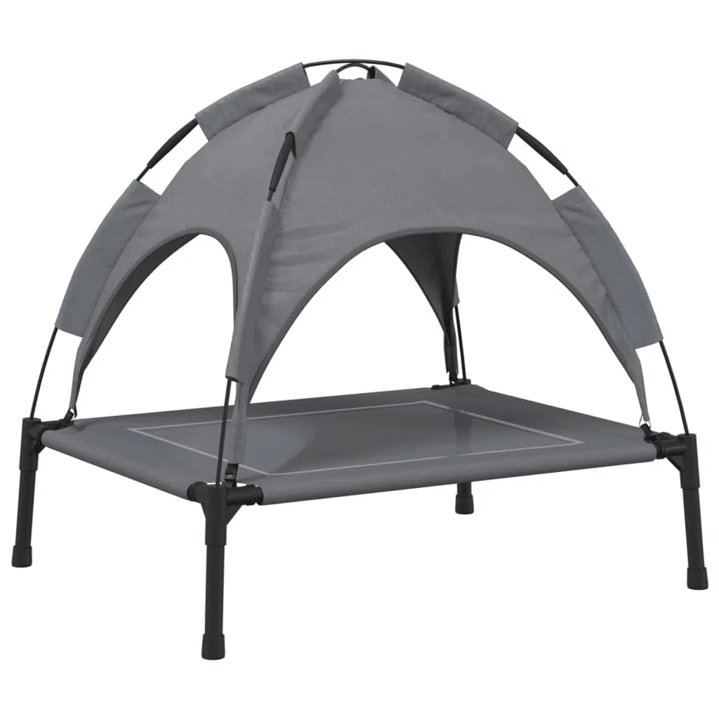 Cama para perros con techo Antracita Tela Oxford y Acero para Perro Gato Salón LH695271