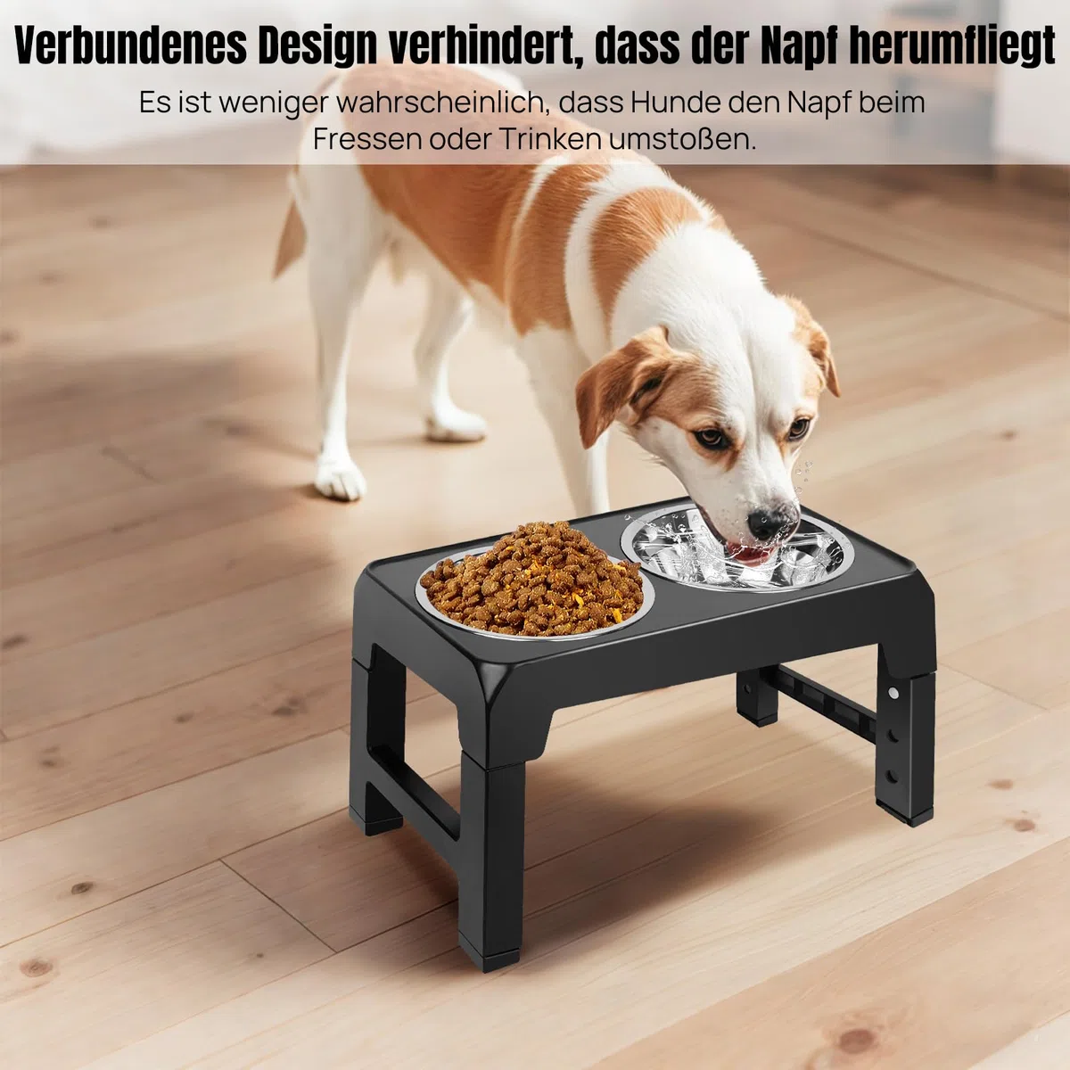 Cuencos elevados para perros medianos y grandes, soporte ajustable en altura de 8/22/26/30 cm, con 2 cuencos de acero inoxidable de 1200 ml, comederos elevados, comedero
