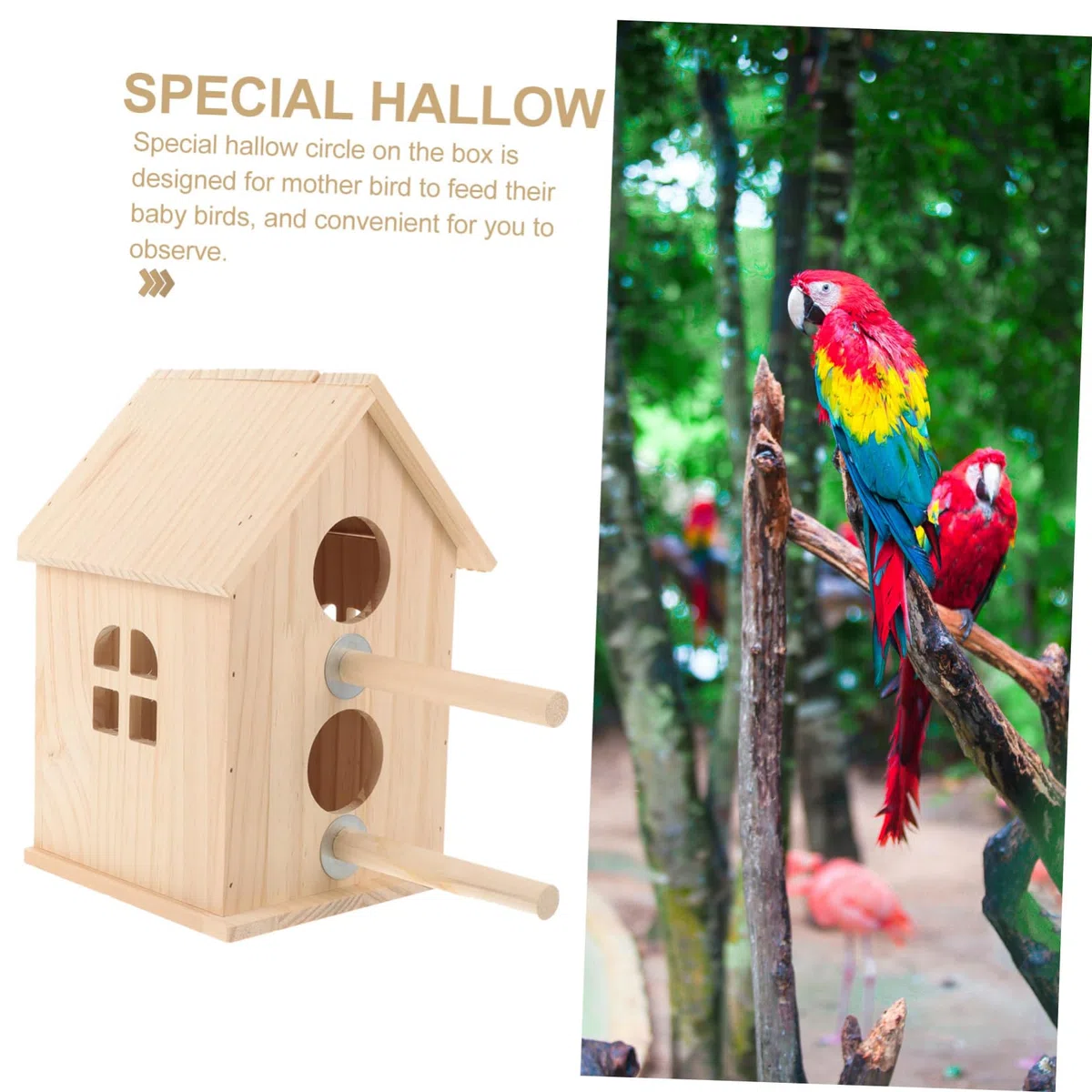 Housoutil Caja Terrario De Aves Nido De Pájaro De Madera Criadero De Madera Casa De Pájaros De Madera Juguetes De Aves para Periquitos Mantener Caliente G5 Pájaro Loro