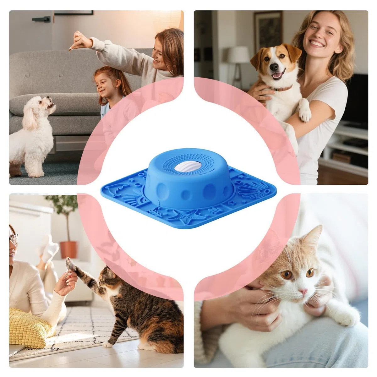 Cuenco Lamedor Perruno Dispensador de Silicona con Bola Giratoria | Juguete Lamedor Perruno Para Lamer Y Alimentar Con Comida Para Cachorros, Yogur, Puré De Carne Y Premios