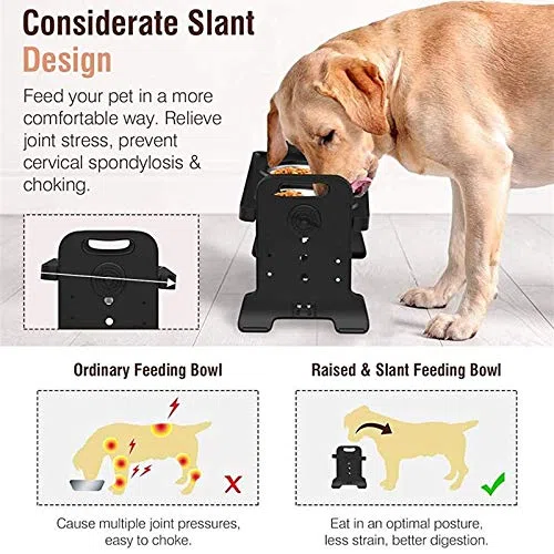 RTHGTFGW Comedero Perro Estante de alimentación de Mascotas de Doble tazón de Doble tazón de Doble tazón, tazón de Perro Elevado, Lavado de Perros, Doble tazón de Agua extraíble de Agua y Comida