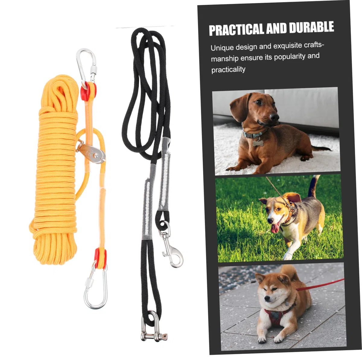 POPETPOP Cadena Resistente para Perros con Cable Runner para Camping Cuerda de Nylon Duradera para Control Seguro y Comodidad Paseos
