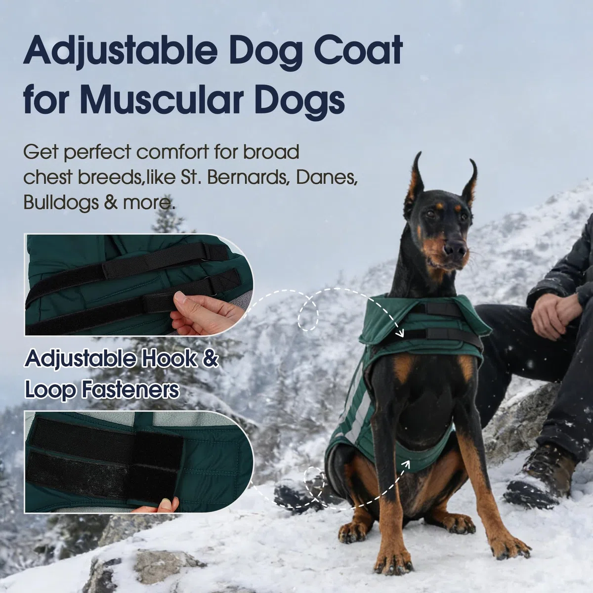 IECOii Abrigo de invierno para perro, impermeable, resistente al viento y reflectante, chaqueta de nieve ajustable y con forro polar para aventuras al aire libre de Pitbull, verde, tallas XL
